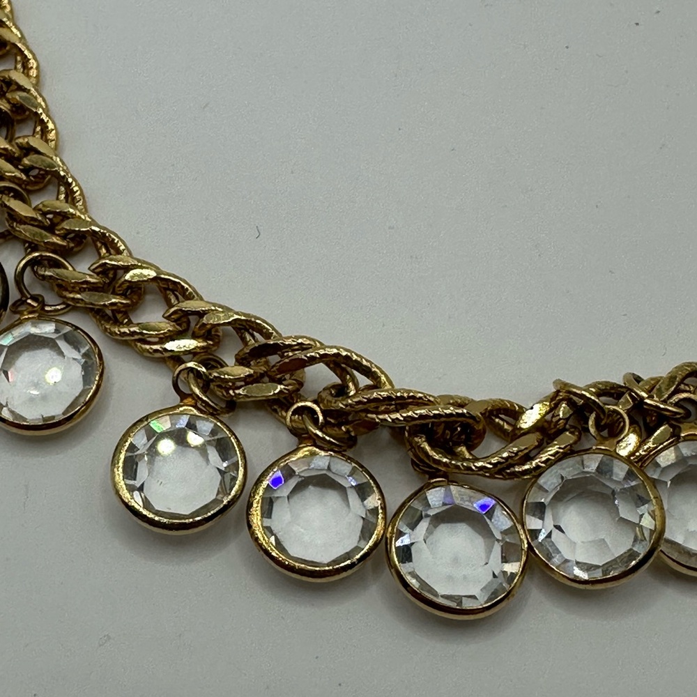 Vintage Chain Bracelet with Dangling Crystals - Picture 2 of 4